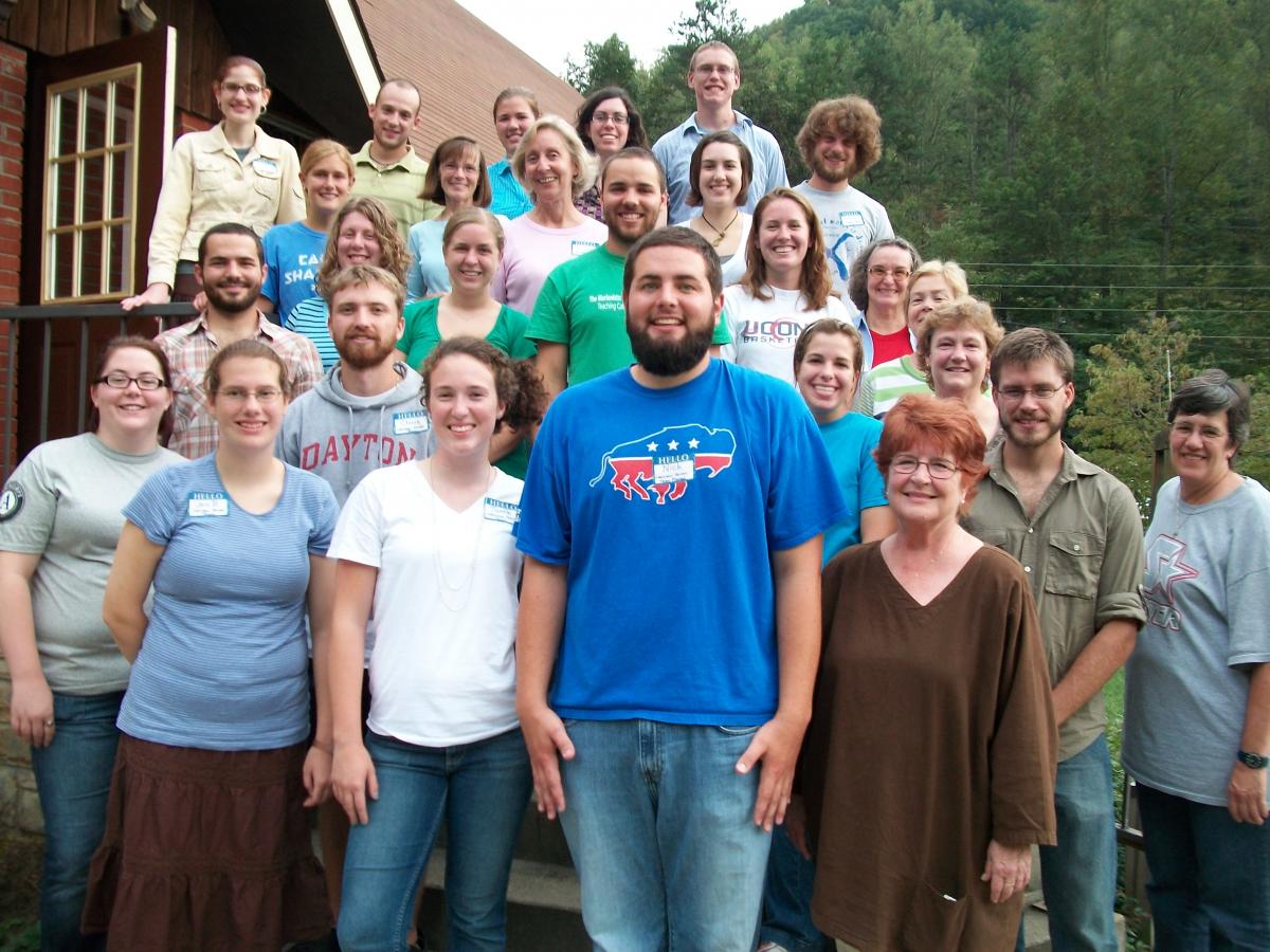 Volunteers for the Christian Appalachian Project assemble for a group picture.