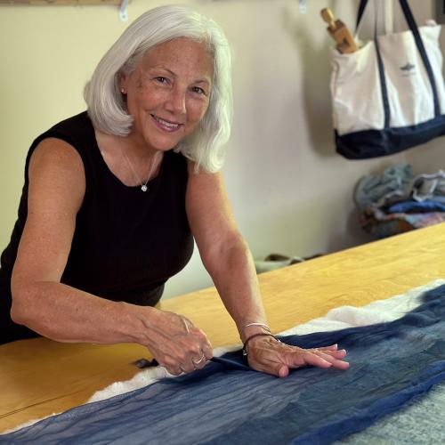 Vallorie Henderson creating fiber art in her home studio