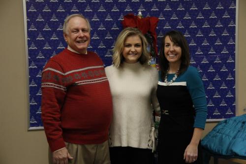 Please turn on images to see president Guy Adams with Hannah Amburgey and Allison Ball.