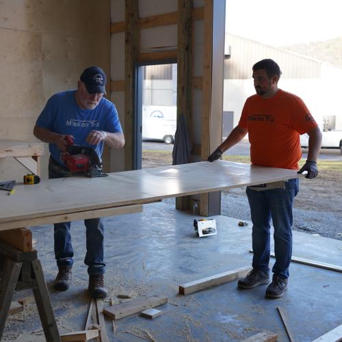 Mt Airy volunteers working on home